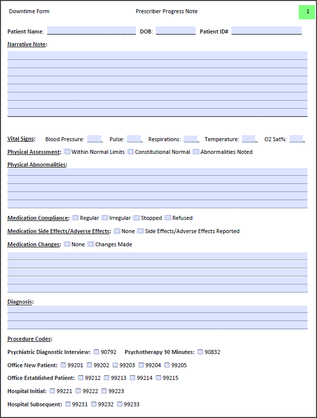 (sample Image Of Downtime Form Below)