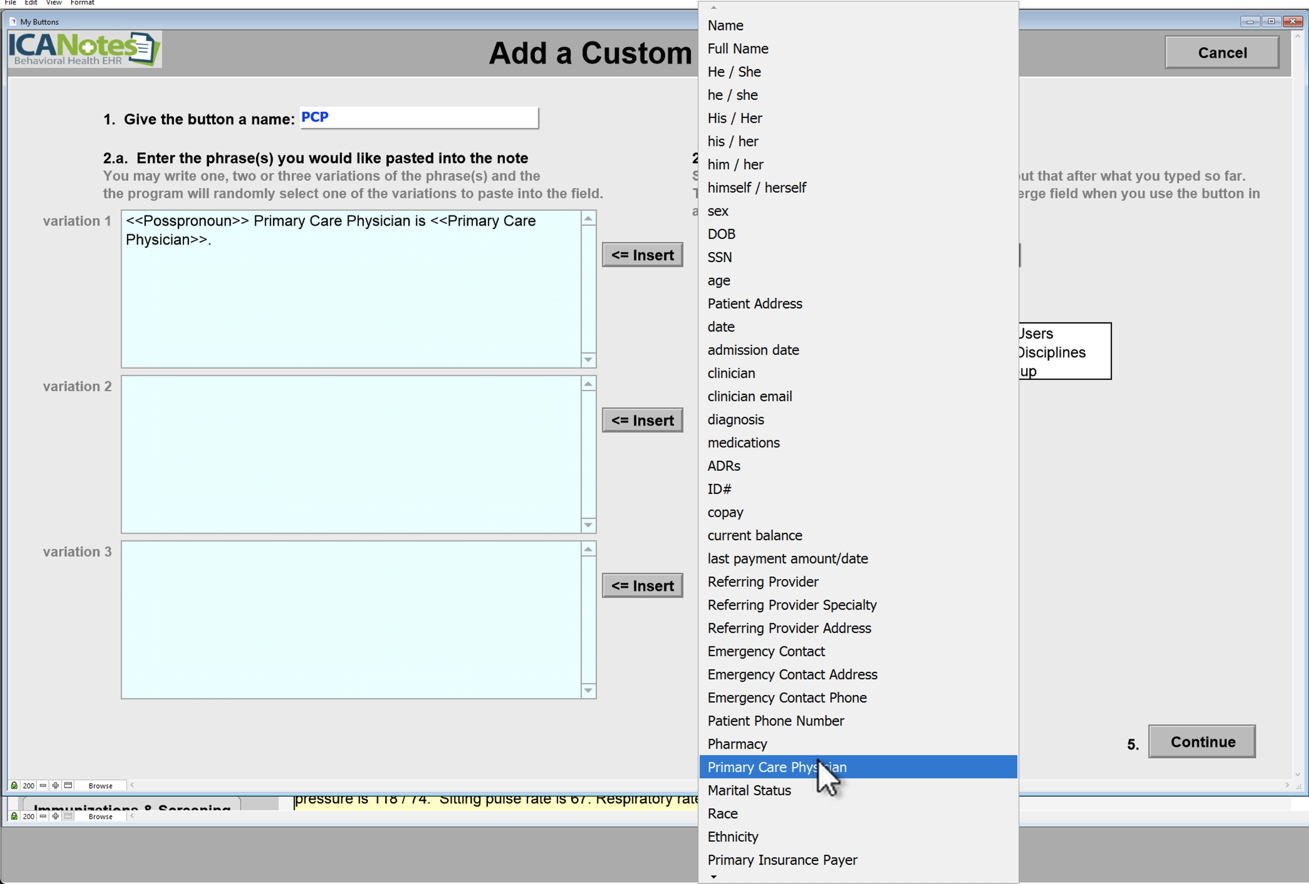 Using Primary Care Physician as a Custom Button Merge Field | ICANotes  Customer Hub