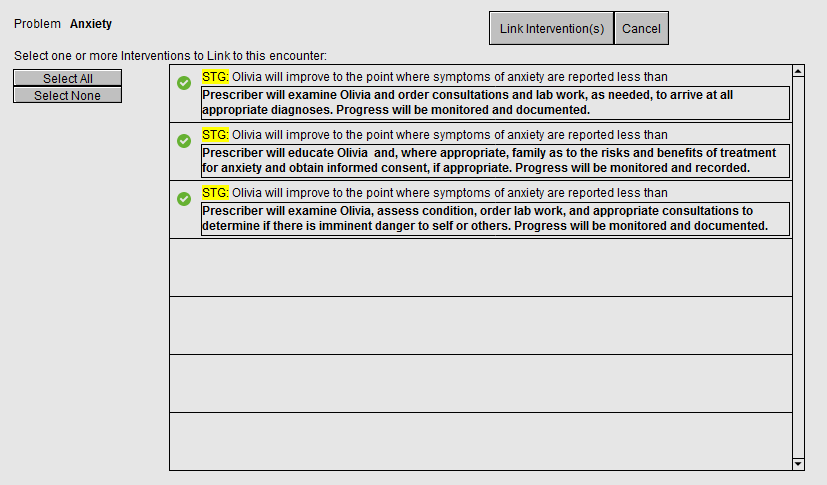 Closer Detail: Selecting Interventions To Include Within The Note